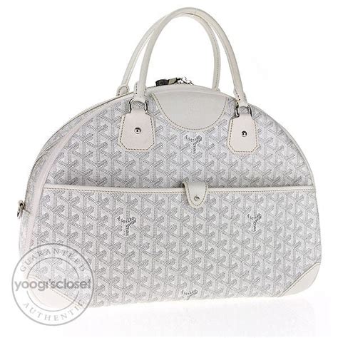 White Coated Canvas St. Jeanne GM Bowler Bag 